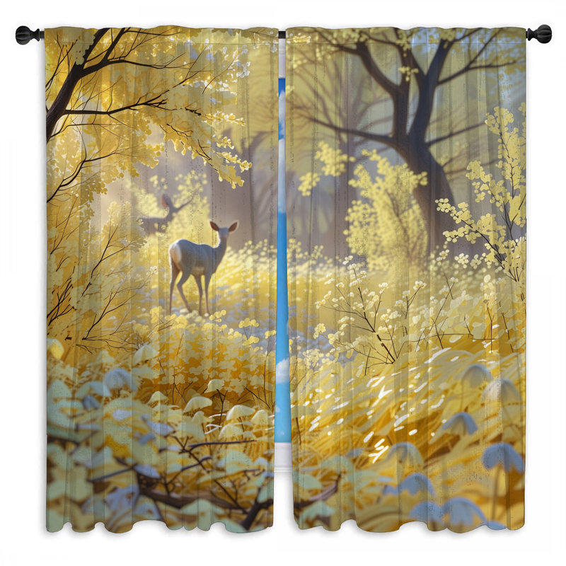 Rideaux de fenêtre Yellow Forest Deer, 40in x 60in - 2 panels, Obscurcissement de chambre