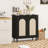 Rattan Buffet Cabinet with Storage, Sideboard Cabinet with 2 Doors and Adjustable Shelves-1283358581