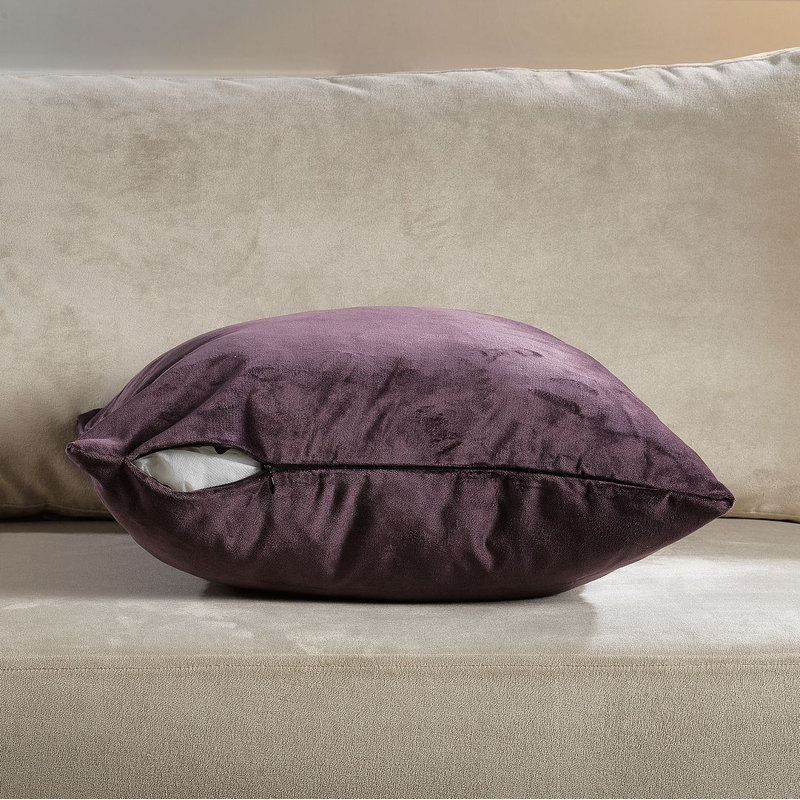 Matte Velvet Cushion Cover - 1 Pc, 61cm x 61cm, Purple Taupe
