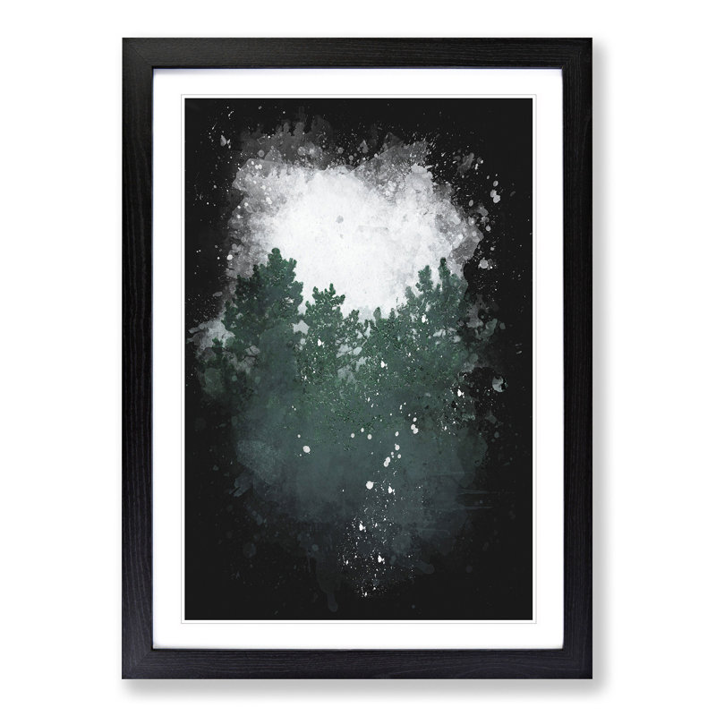 Snowing Upon The Trees - Painting, 87cm H x 62cm W x 2cm D, Black Single Picture Frame Wood
