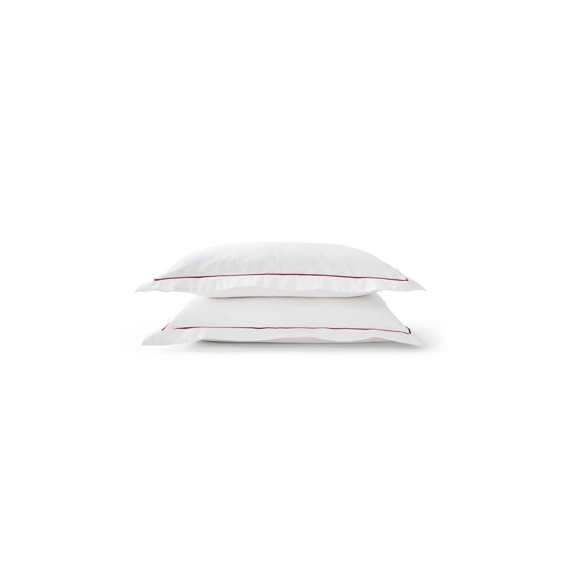 Premium 100% SateenPillowcase Pair, King Pillowcase, White/Fuchsia