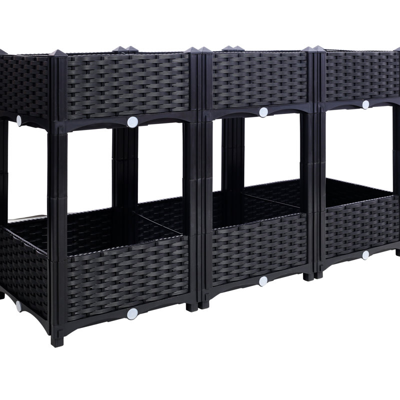 47.2"X15.7"X27.7" Polypropylene Raised Garden Beds: Black, With Drainage System For Veggies, Flowers, Herbs, Simple Installation Steps Black Planter: 47.2"X15.7"X27.7", Included, Suitable Vegetable,