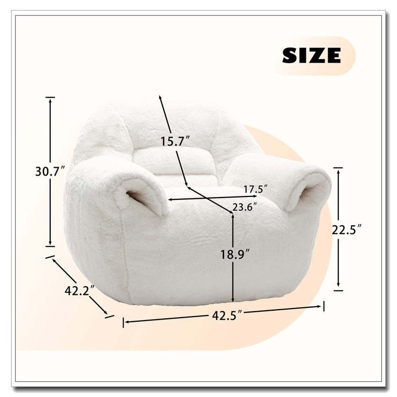 Fauteuil à billes en fausse fourrure, Blanc
