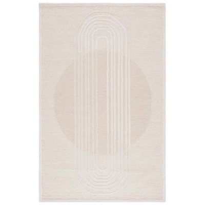 Lockney Rodeo Drive Hand Tufted Wool/Cotton Abstract Rug in Beige/Ivory
