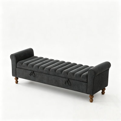 Upholstered Bench with flip top storage and armrest