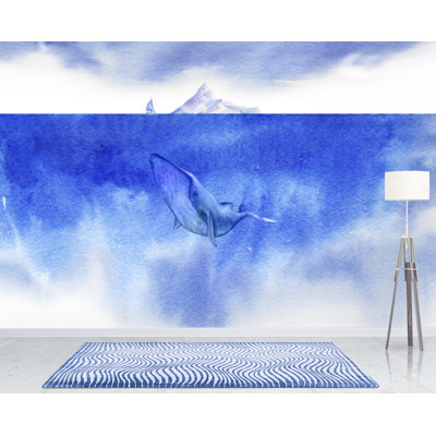 Murale baleine Guion dans l'océan
