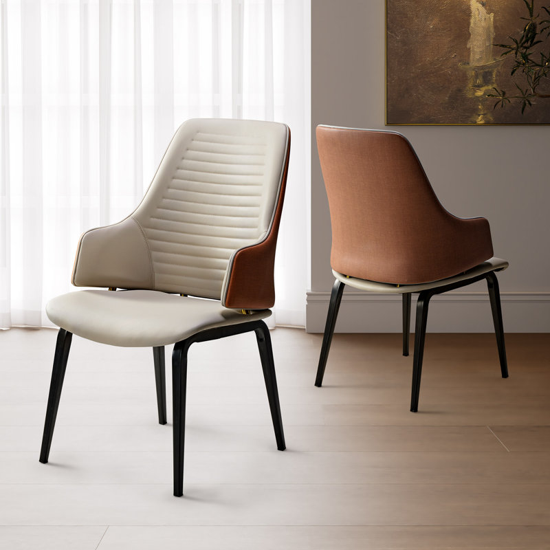 Ensemble de 2 chaises de salle à manger modernes bicolores, brun / bleu, Brun