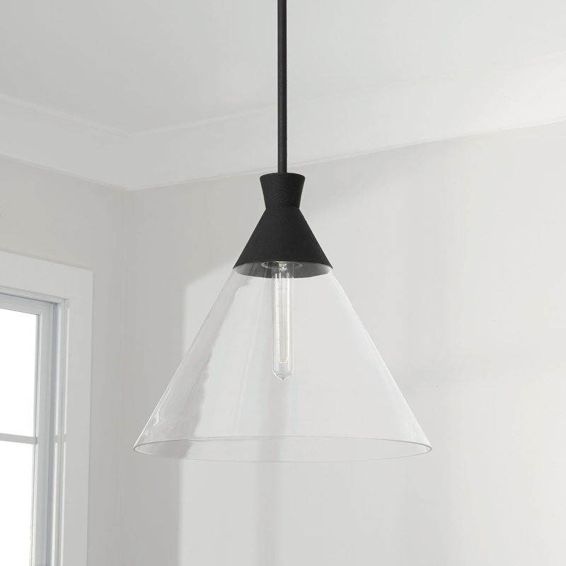 Luminaire suspendu conique à 1 lumière Chassica, Noir