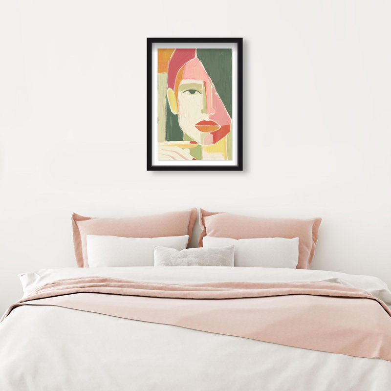Oliver Gal Looking at You Abstract Portrait - Luxury Shadowbox Framed Wall Art, 31.5" H x 21.5" W, Black