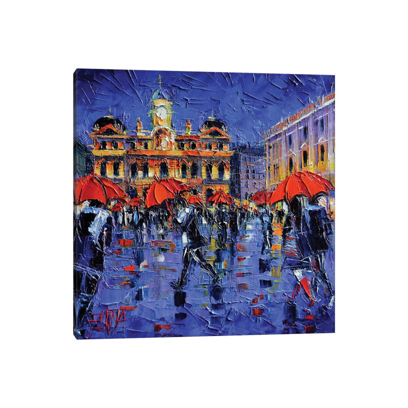 Les Parapluies De Lyon 1 Piece Wrapped Canvas Painting, 45.72 cm H x 45.72 cm W x 3.175 cm D