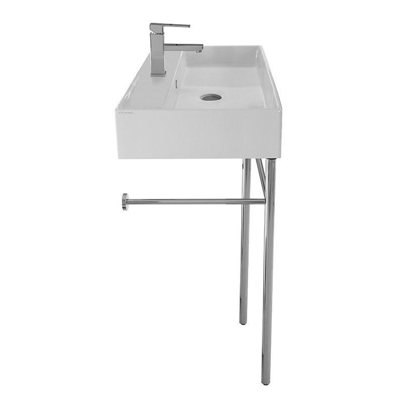Scarabeo By Nameeks Teorema 18'' White Ceramic Rectangular Bathroom Sink with Overflow, Single Hole