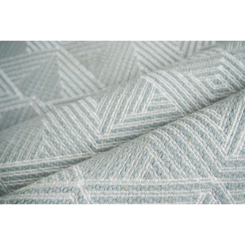 Pavilion Wool Geometric Area Rug in Denim, Rectangle 8' x 10'