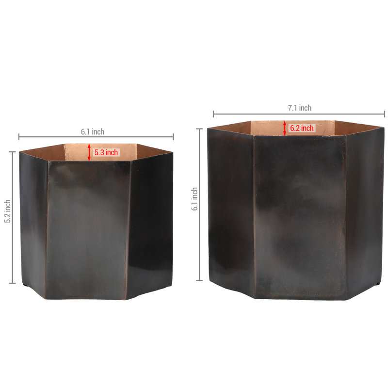 Metal Pot Planter, Dark Brown