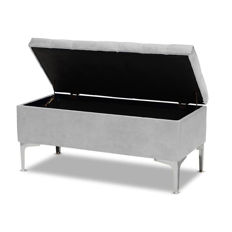 Modena Wide Velvet Tufted Rectangle Ottoman Storage Bench with Legs, Upholstered Multi-Function Footstool Bench for Living Room & Bedroom