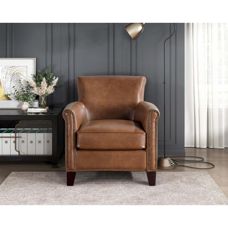 Fauteuil d'appoint en cuir fleur