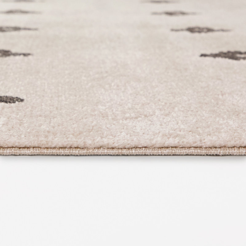 Bazin Cream/Black Geometric Floral Area Rug, 5'3" x 7'