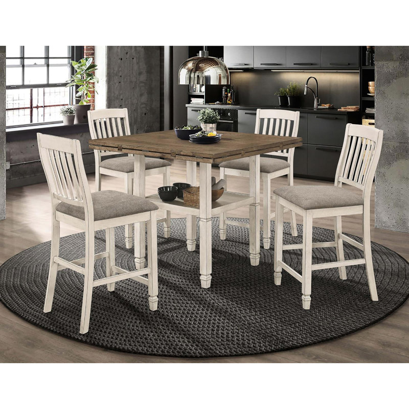 2 sièges de comptoir - chaises à hauteur rustique et rembourrage crème, siège de soutien, salle à manger crème