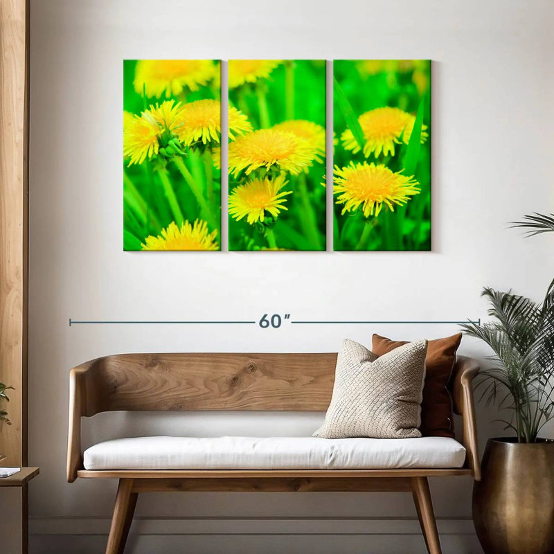 Harnek Bright Yellow Dandelions, 28" H x 45" W