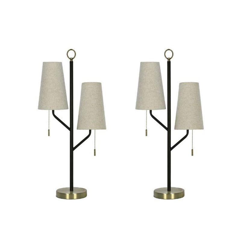 Yrsa Pair of 28" Metal Twin Light Table Lamps