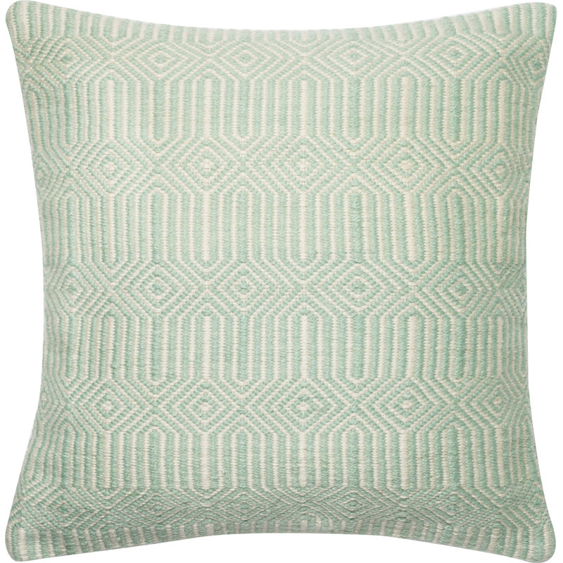 Outdoor Square Pillow Cover, Aqua/Ivory