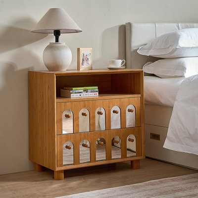 Table de chevet, table de chevet avec tablette de rangement et tiroirs