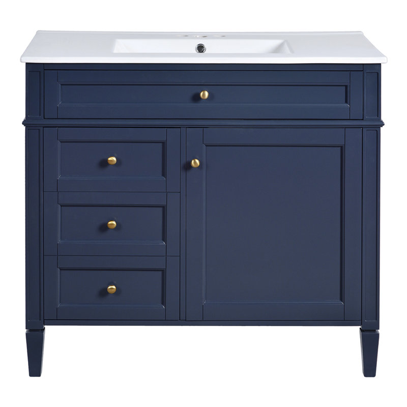 Meuble-lavabo 36 po avec lavabo supérieur, Bleu
