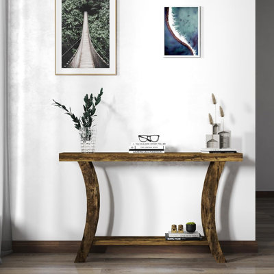 55Inch Console Table,Farmhouse Wood Narrow Entryway Table With Storage Shelf,Hallway Table Sofa Tables For Living Room, Hallway, Entryway (Rustic Brow