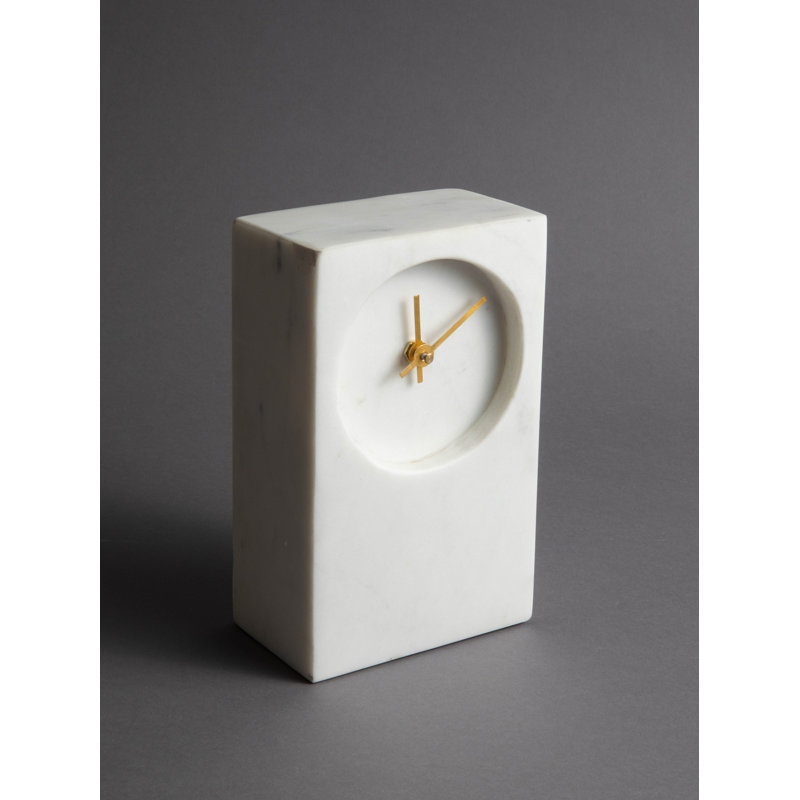 Modern & Contemporary Mechanical Tabletop Clock in Marble/Gold