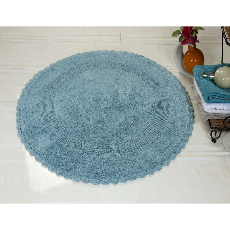 Jarris Cotton Bath Rug, Arctic Blue