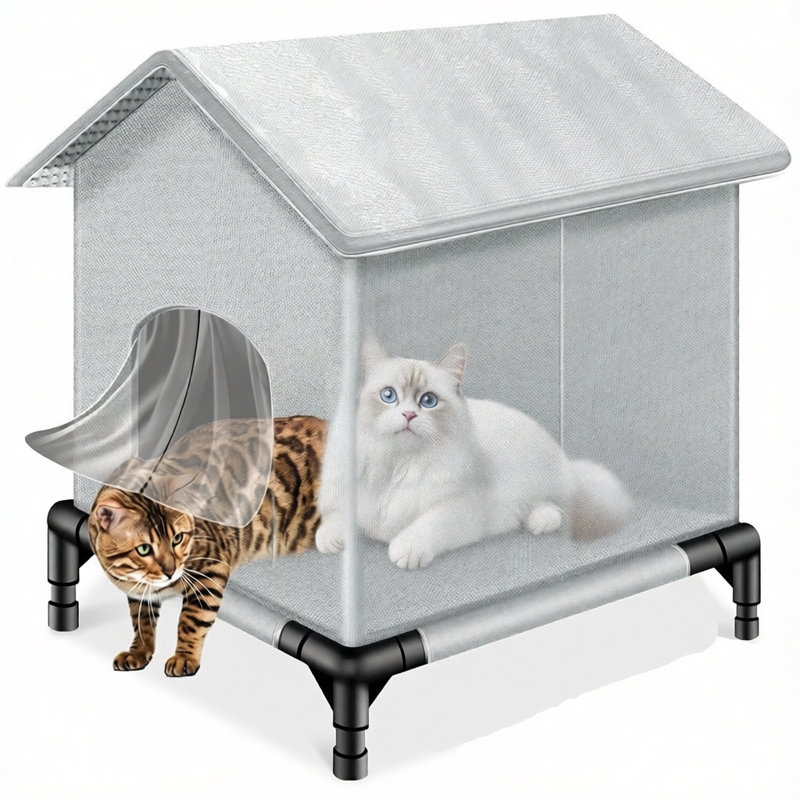 Lit pour chat isolant et imperméable avec abri pour chat Winter