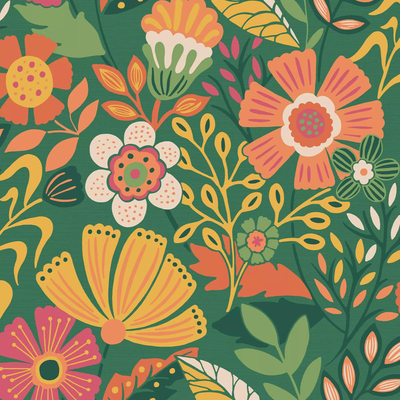 Envy Oopsy Daisy Floral Wallpaper, Green