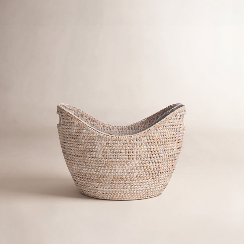 Jayleen Rattan Beverage Tub, Whitewash