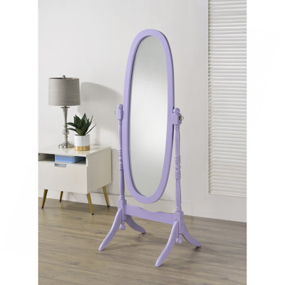 Miroir de plancher traditionnel en bois de style reine Anna, finition mauve