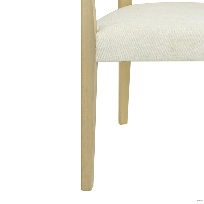 Ensemble de 2 chaises avec accoudoirs, Beige, Bois de frêne naturel