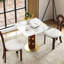 Table de cuisine en pierre frittée de 33,5 po pour 2 personnes avec pieds en bois et base dorée, décor minimaliste pour les espaces domestiques, pieds stables et petites salles à manger modernes