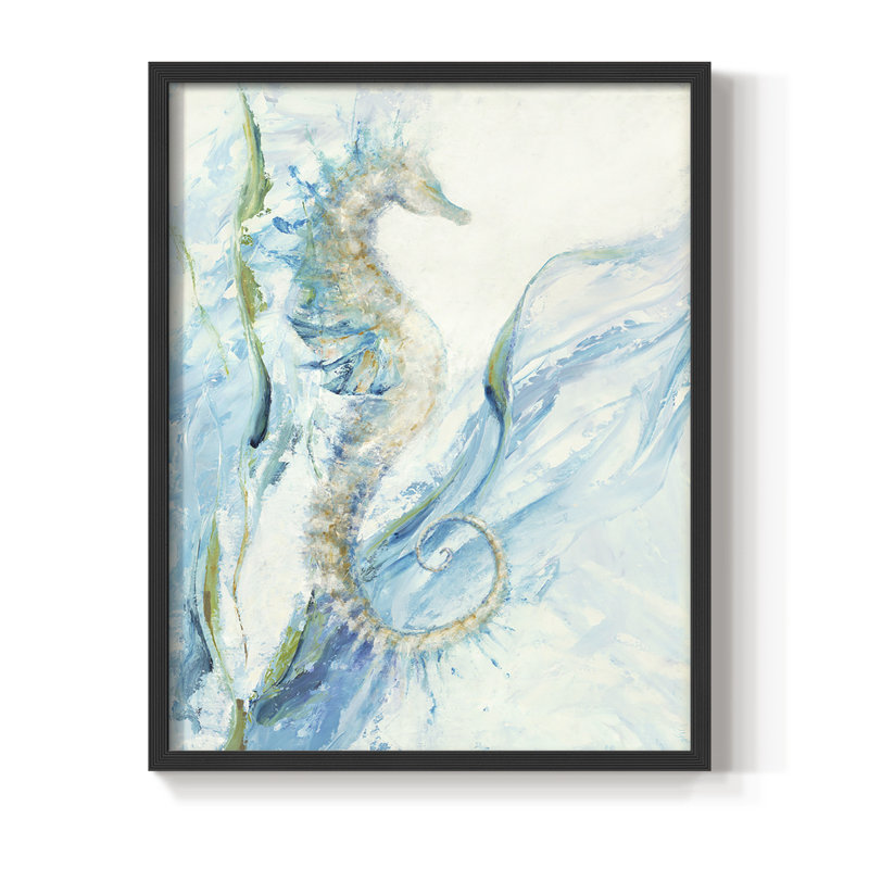 New Seahorse, reproduction encadrée - bois massif, H 30 po x l 24 po, Noir, noir, noir, noir