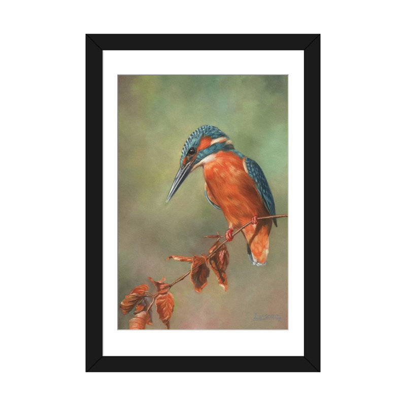 «Martin-pêcheur perché» par David Stribble, impression sur toile tendue, H 24 po x l 16 po x P 1 po, Blanc