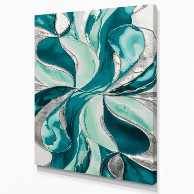 Abstrait aquarelle 80, art mural sur toile bleue