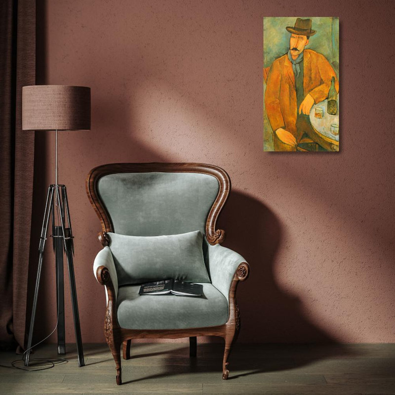 Homme avec un verre à vin, H 18 po x l 10 po