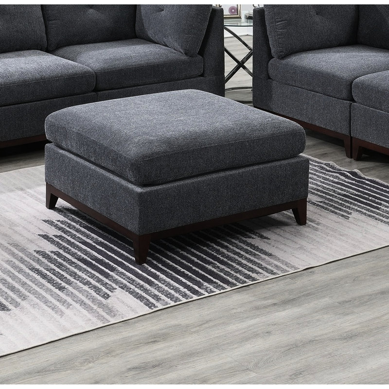 Chaise chenille en tissu - couleur frêne, contemporain, salon rectangulaire modulaire gris chenille, aspect classique,