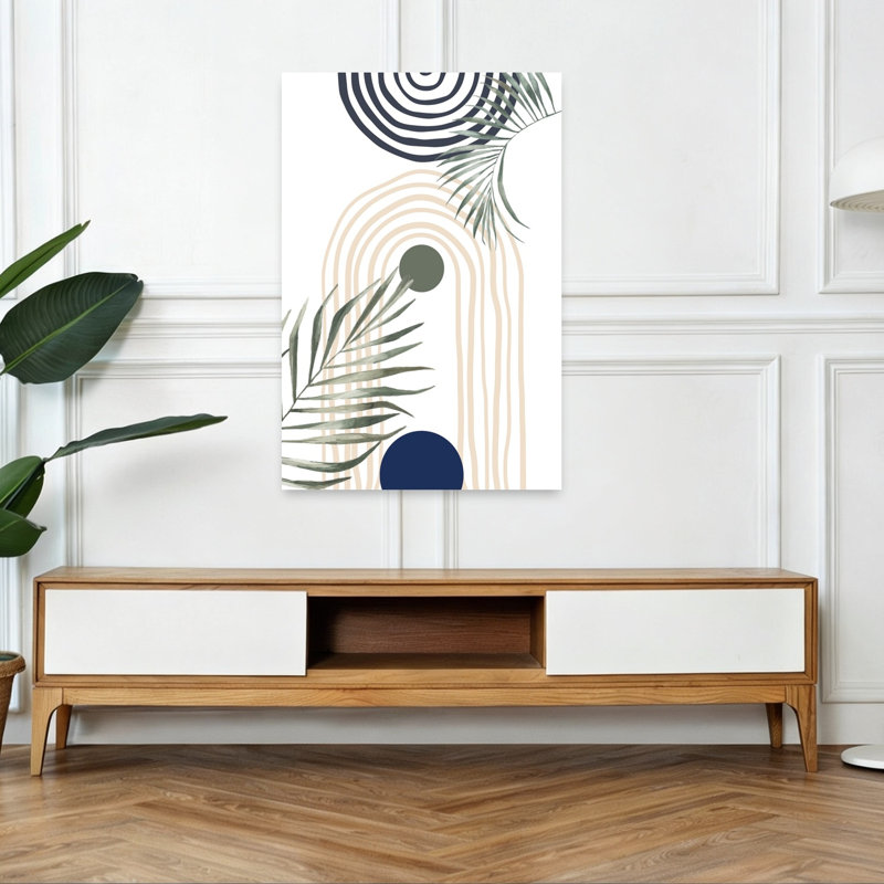 Affiche murale abstraite moderne représentant des palmiers bohèmes dans un paysage naturel., 48" H x 32" W