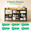 Retro Colour 8 Fabric Drawer Chest of Drawers with LED Strip Lights, 10 Colour Modes, 2 USB & 2 AC Sockets, Bedroom Living Room Storage Unit, 110 x 30 x 88cm