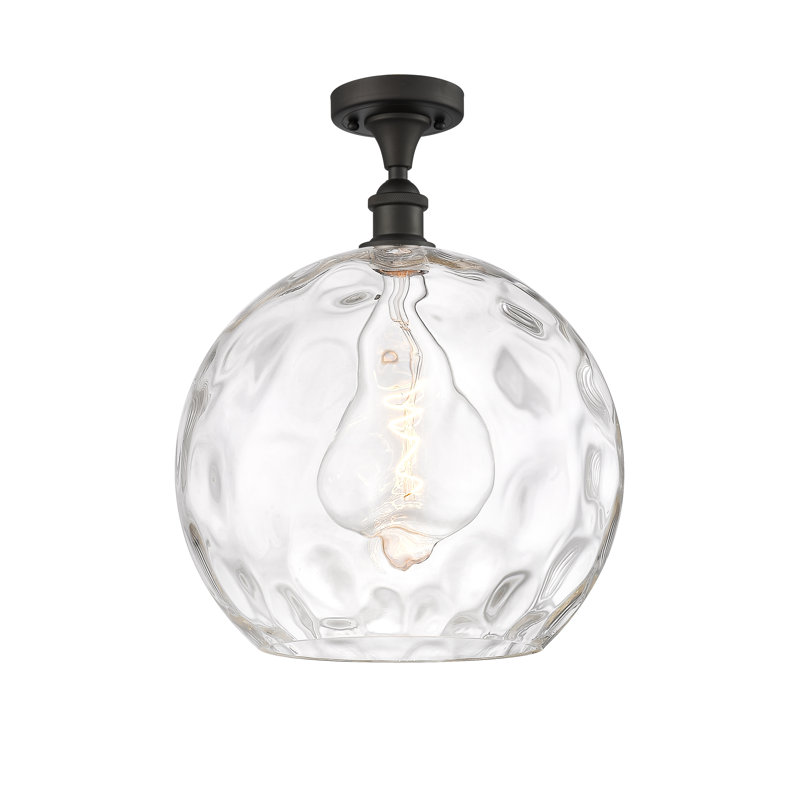 Plafonnier semi-encastré 1 lumière 8 po Cindi, Ampoule non incluse, H 16,88 po x l 13,75 po x P 13,75 po, Bronze huilé