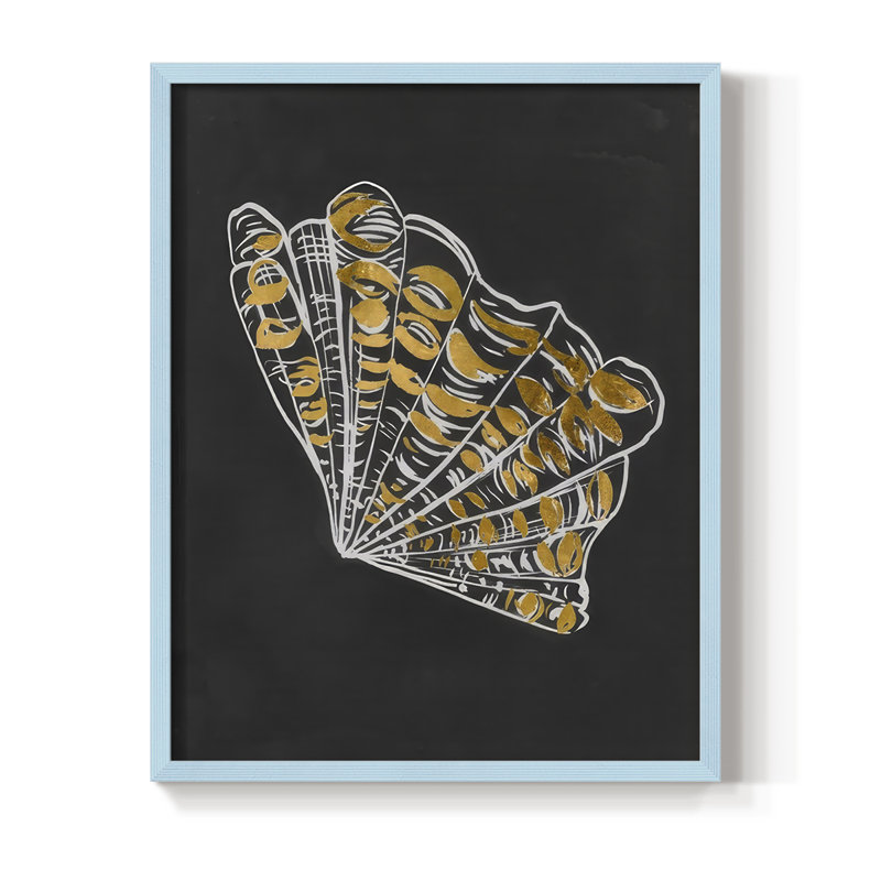 Night Shell I Framed Print - Solid Wood, 11" H x 9" W, Blue