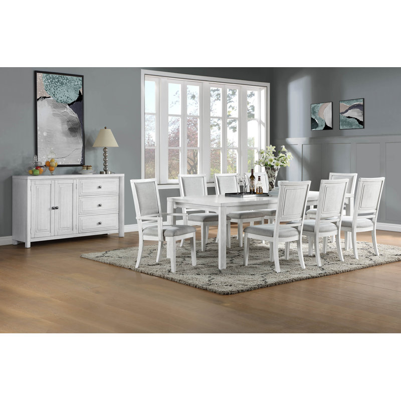 Dover Extendable Four Leg Dining Set, 10 Pieces: Table, 9 Chairs