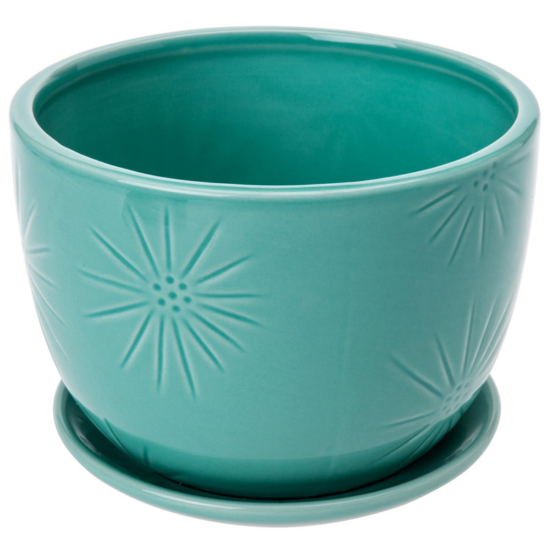 Pot Planter, Aqua Blue, 13.3cm H x 18cm W x 18cm D, 1