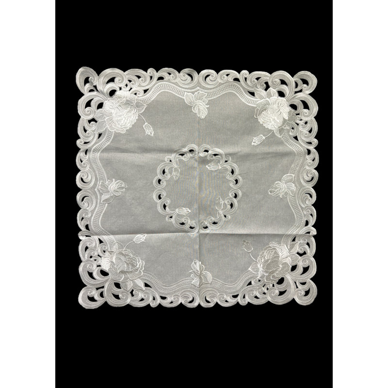 Nappe carrée argentée brodée Cutwork Square
