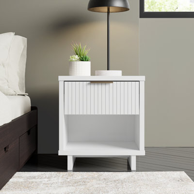 Granville 18" W 1-Drawer Solid Wood Fluted Nightstand by Manhattan Comfort
