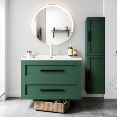 30 Inch Floating Bathroom Vanity with Sink and 2 Wall Mount 14-Inch Side Cabinet Combo