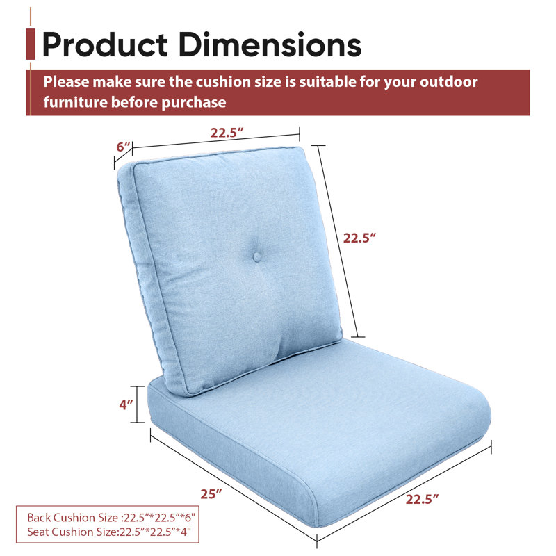 Coussin de siège / dossier d'extérieur Schutt, Bleu bébé, 6 coussins de siège / dossier